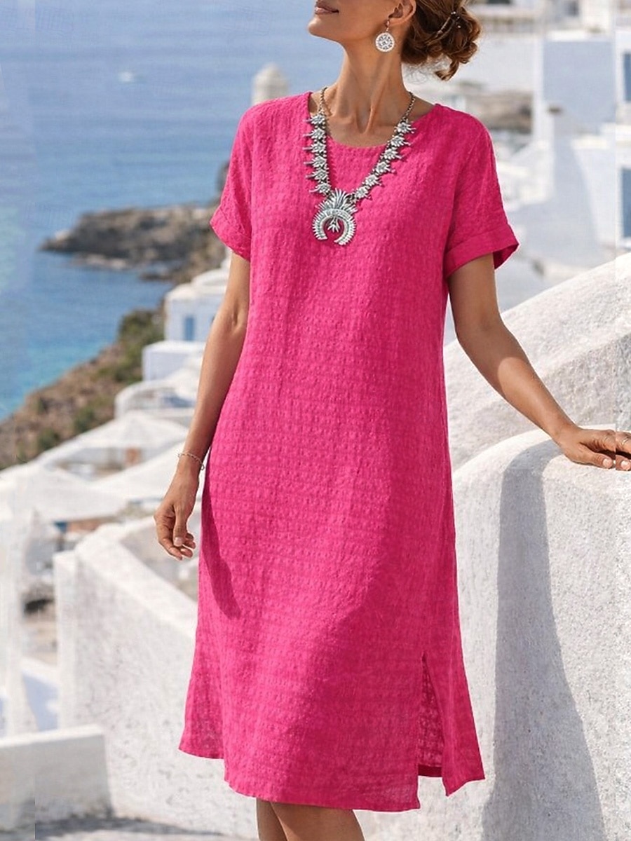 Per donna Mini Abito Vestito T-Shirt Abito Estivo Casual Quotidiano Vestibilità comoda Semplice Manica Corta Girocollo Blu Verde chiaro Rosa scuro Rosso Estate Primavera del 2026 a $9.99 –P8