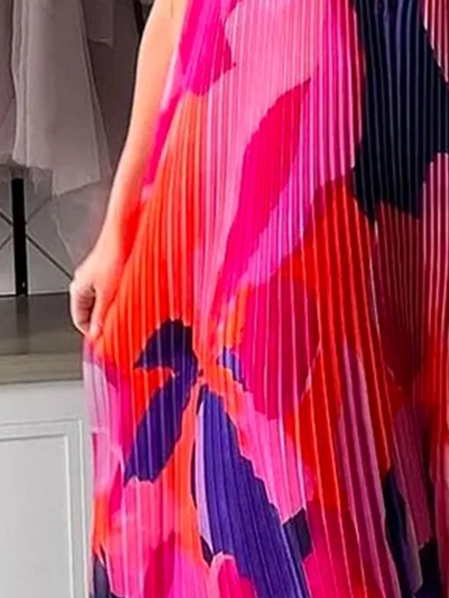 Dames Maxi-jurk Swingjurk Bloemetjesjurk Jurk met halternek Elegant Modieus Modern Buiten Vakantie Feest Ruim Passend Bloemig Mouwloos Halternek Oranje Bruin Rode roos Zomer Lente 2026 - $32.99 –P2