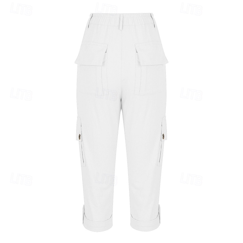 Per donna Pantaloni Cargo Pantaloni capri Chinos Vacanza Streetwear Casual Lunghezza al polpaccio Vita media Semplice Tasca Fascia Elastica Comodo Comodità Inelastico Quotidiano All'aperto Streetwear del 2026 a $33.99 –P12