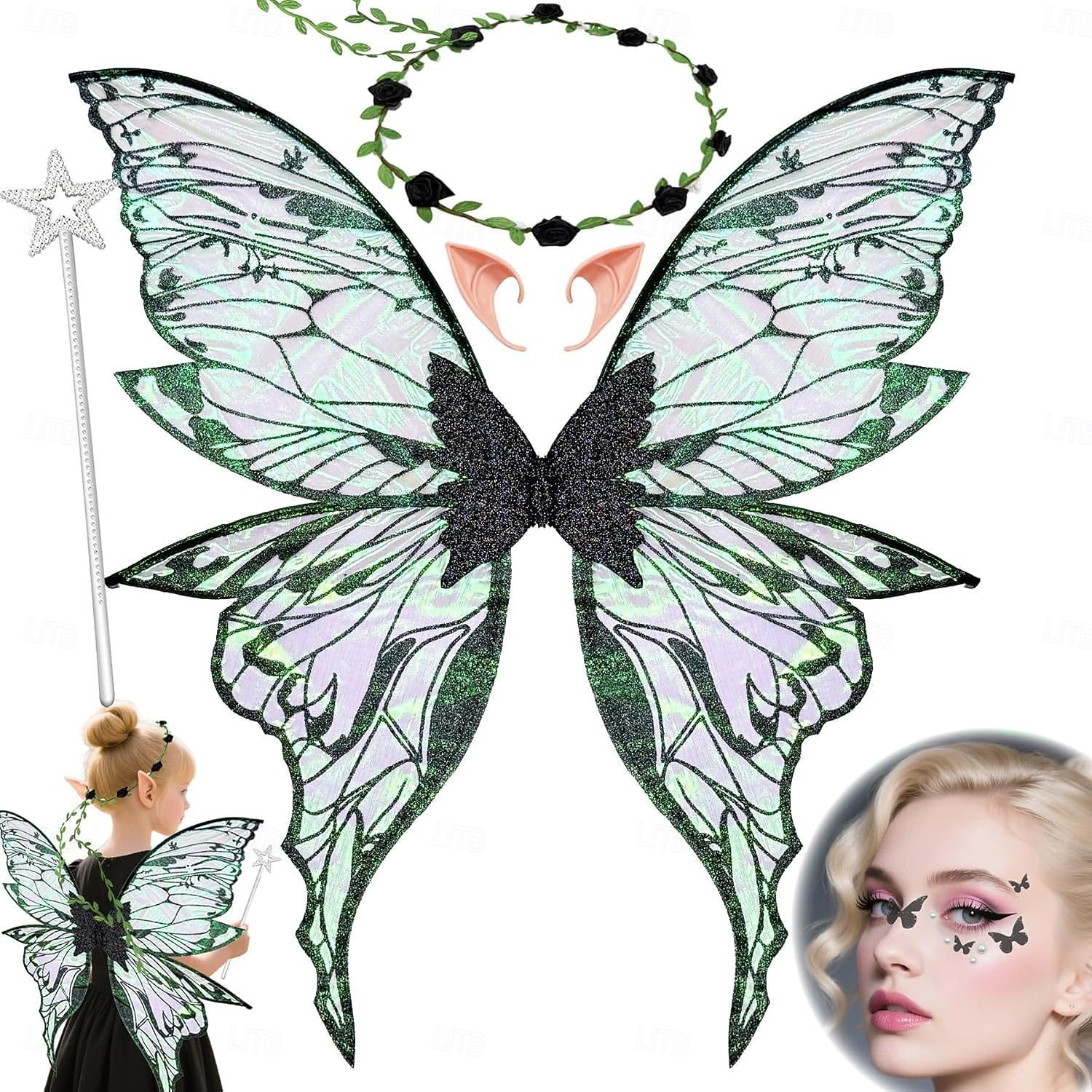 Médiéval Renaissance Ailes Accessoires Ear Cuffs Elfe Fée Papillon Déguisement Femmes Fantaisie Halloween Carnaval Performance LARP Foire de la Renaissance Adulte Plus d'accessoires de 2026 ? $18.99 –P13