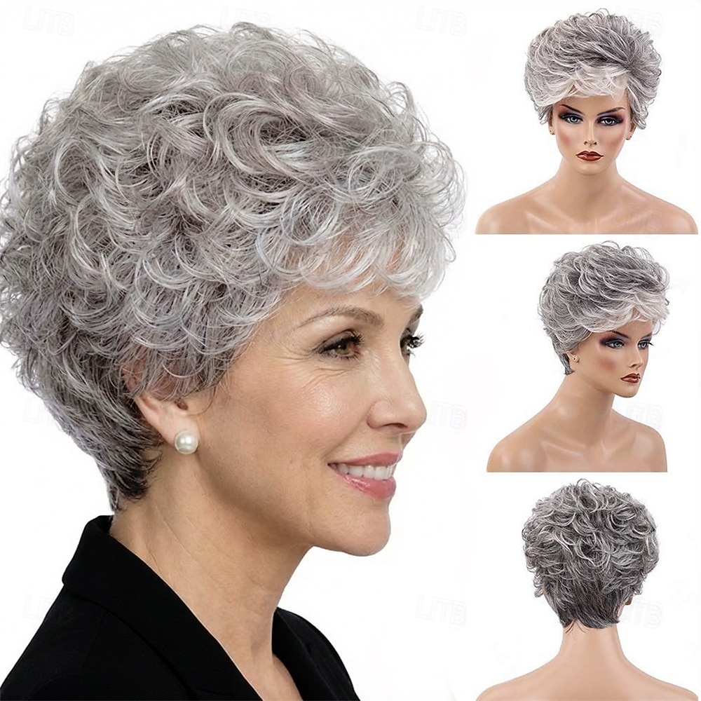 Perruque pixie courte argentée élégante pour femme - mèches douces et volume léger de 2026 ? $29.99 –P17