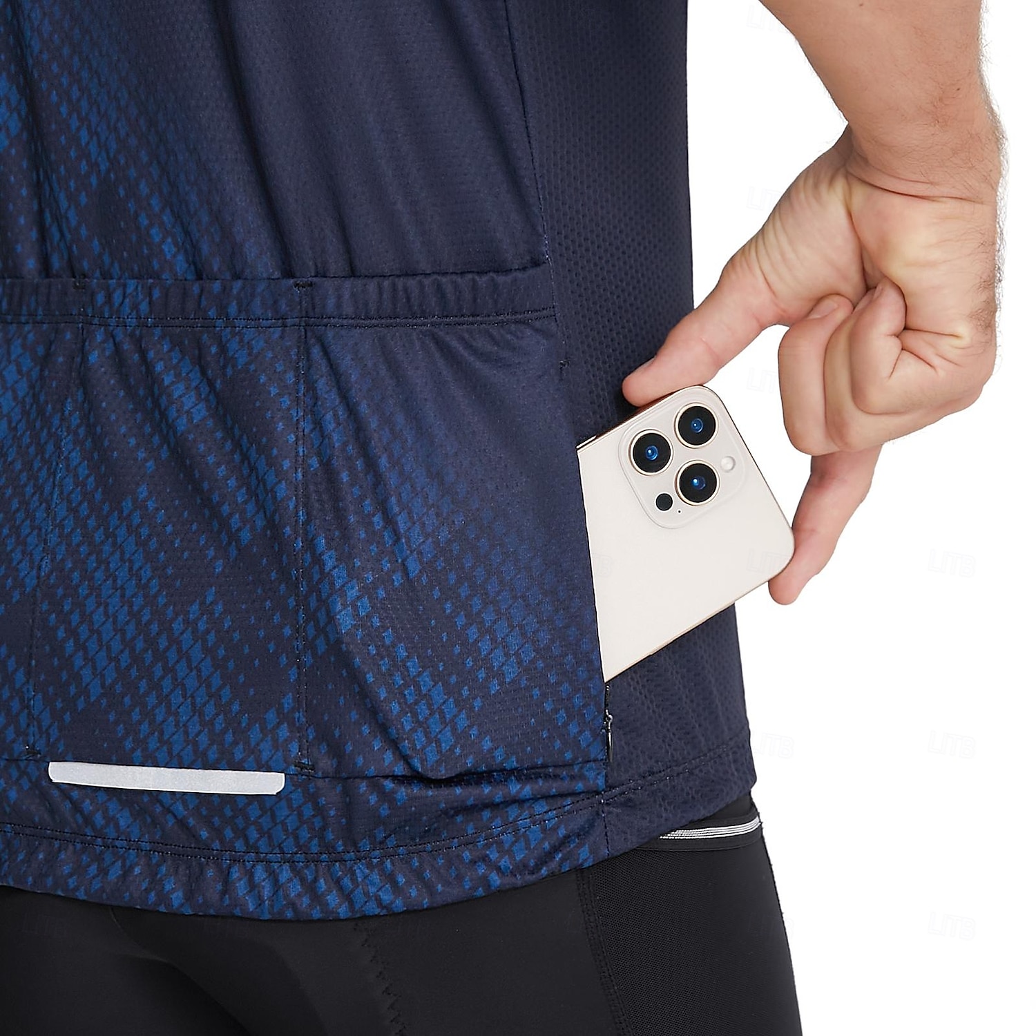 Ανδρικά Πουλόβερ Γεωμετρικό Κοντομάνικο Ποδήλατο Αθλητική μπλούζα με 3 πίσω τσέπες Ύγρανση Αθλητισμός Θαλασσί Λευκό Ρουμπίνι Ρούχα 2026 - $42.99 –P5