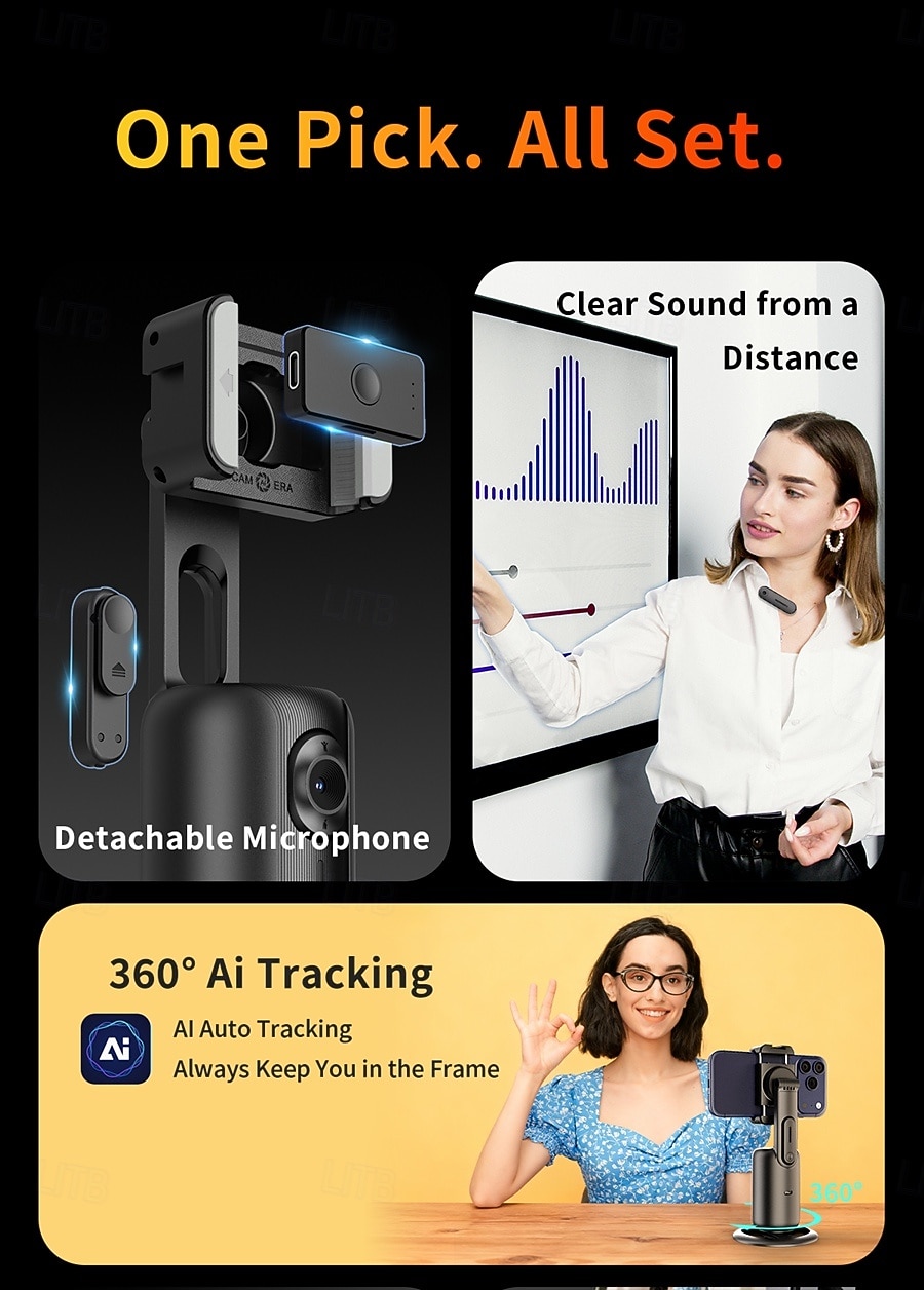 Auto Face Tracking Phone Holder,No App Required,360 Rotation Phone Camera Stand with Remote and Gesture Control, Smart Shooting Tripod for Vlog/TIK Tok Live Streaming YouTube Video Recording 2026 - $41.99 –P2