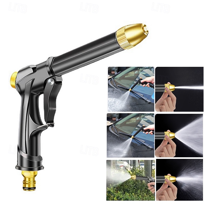 Pistolet d'arrosage haute pression en métal robuste avec buses rotatives réglables, étanche, idéal pour le lavage de voiture, l'arrosage du jardin, le nettoyage des trottoirs et la douche des animaux. de 2026 ? $14.99 –P1