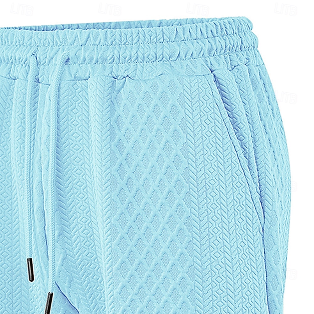 Men's Shorts Casual Shorts Jacquard Pocket Plain Textured Comfort Breathable Above Knee Casual Outdoor Beach Vacation Fashion Navy Blue Light Grey Micro-elastic 2026 - $17.99 –P9