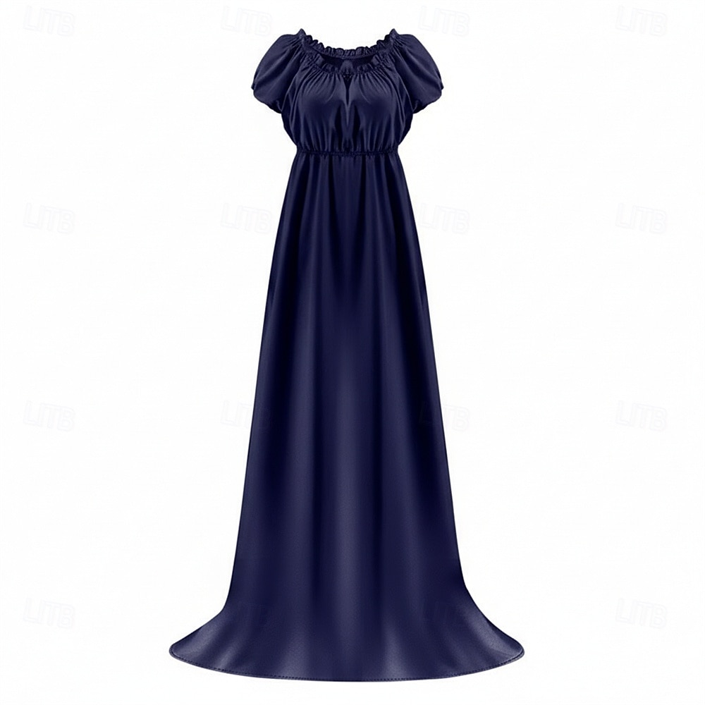Renaissance 19ème siècle Période de la Régence Longueur au sol Robe Manches courtes Princesse Dame Col rond Déguisement Femmes Royal Halloween Carnaval Foire de la Renaissance Soirée à thème rétro de 2026 ? $59.99 –P16