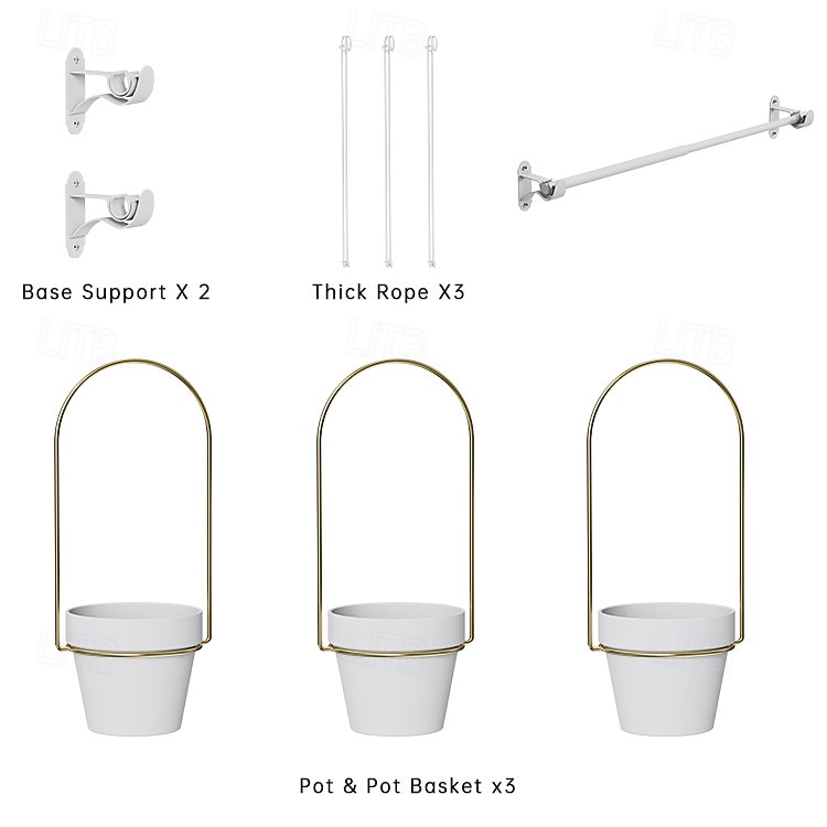 Ensemble de jardinières suspendues réglables pour fenêtre – support pour plantes en tige métallique avec 3 pots pour l'intérieur &Support mural extensible pour plantes d'extérieur, jardinière de 2026 ? $38.99 –P7