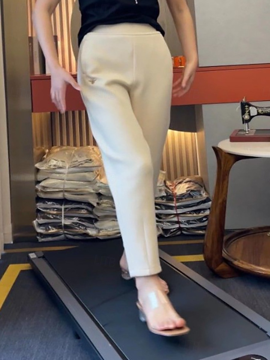 Women's Chinos Harem Pants Vacation Streetwear Casual Ankle-Length Medium Waist Plain Pocket Elastic Waist Comfy Comfort Breathable Micro-elastic Daily Outdoor Streetwear Black White Summer Spring 2026 - $17.99 –P1