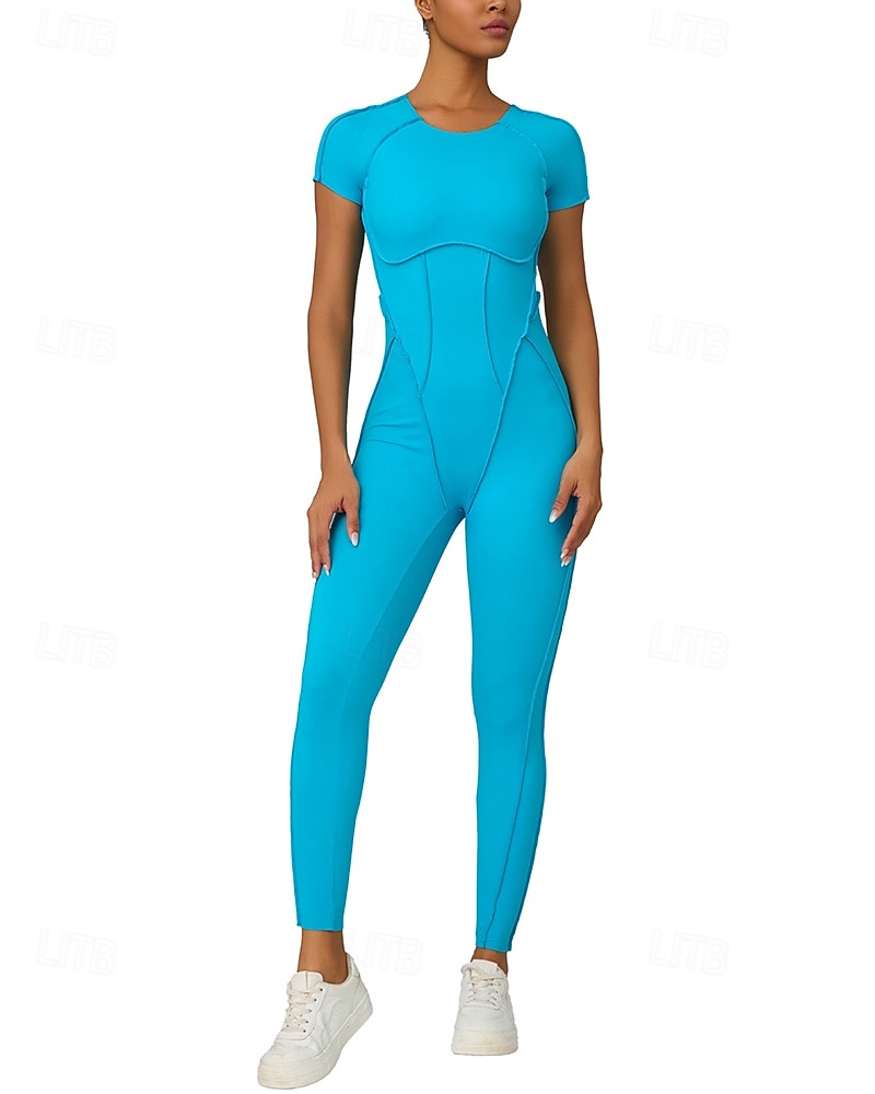 Mujer Mono de Fitness Pijama Mono Color sólido Body Verano Primavera Otoño Arroz blanco Rosa Entrenamiento de gimnasio Aptitud física Yoga Eslático Transpirable Manga Corta Deporte Ropa de Deporte 2026 - $44.99 –P22
