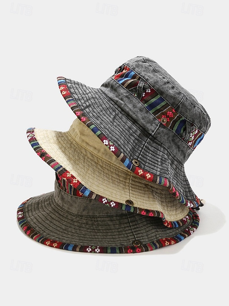 Ανδρικό καπέλο bucket από μείγμα βαμβακιού σε μποέμ στιλ με έθνικ σχέδια, πολύχρωμο σχέδιο – ιδανικό για καθημερινή χρήση και ταξίδια διακοπών 2026 - $11.99 –P5