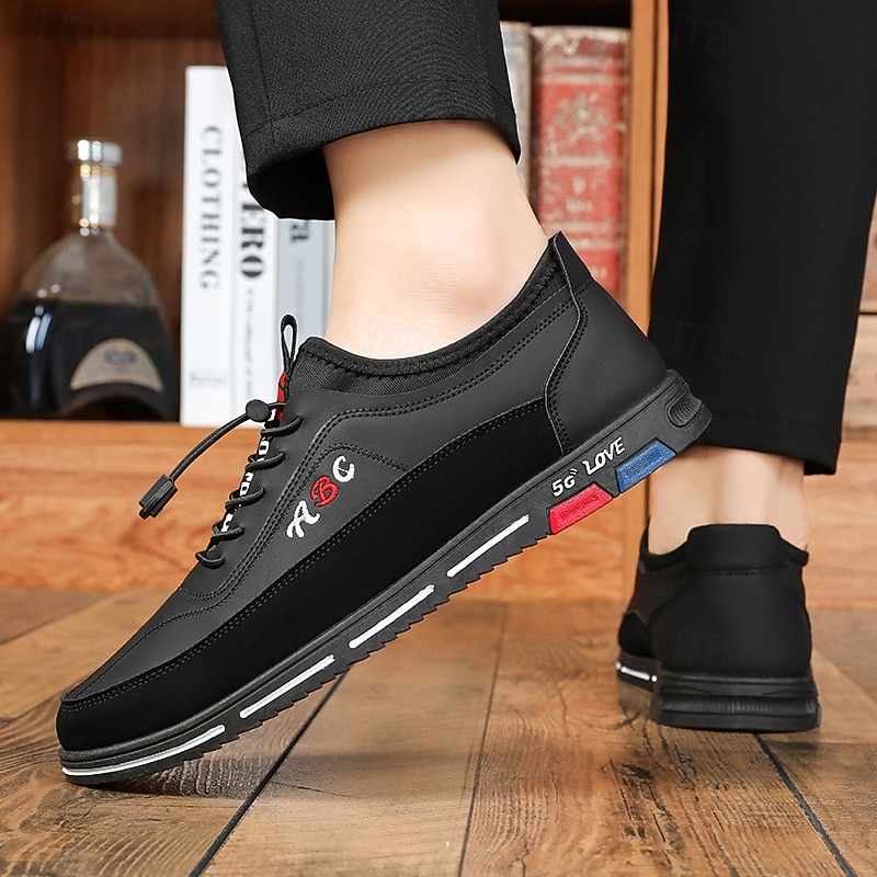 Zapatillas sin cordones de piel sintética negra para hombre: prácticas, cómodas y elegantes para uso informal y diario. 2026 - $29.99 –P7