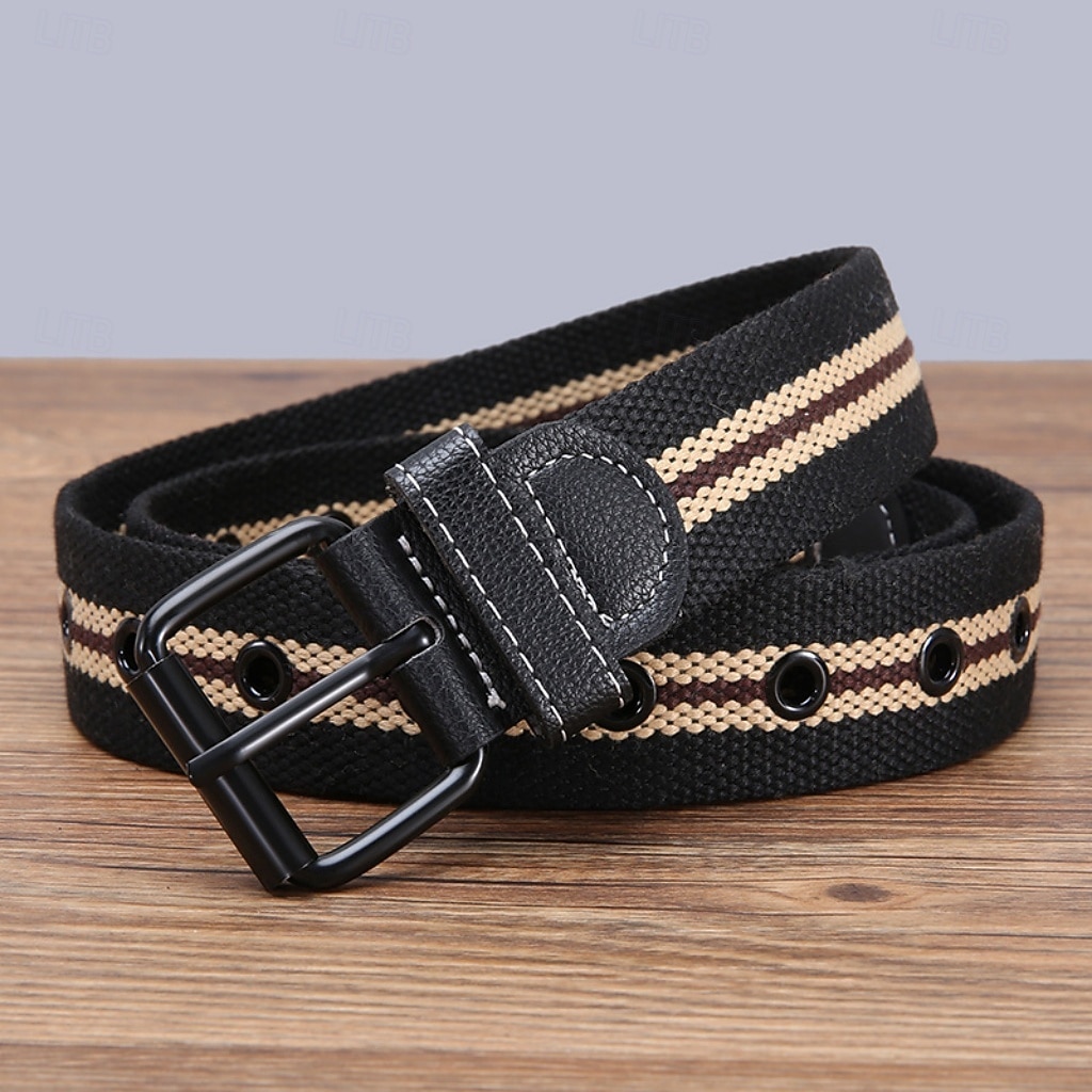 Homme Ceinture Toile Streetwear Contemporain Loisir Rayure Bleu Noir Quotidien Extérieur Ceinture Taille de 2026 ? $2.99 –P10
