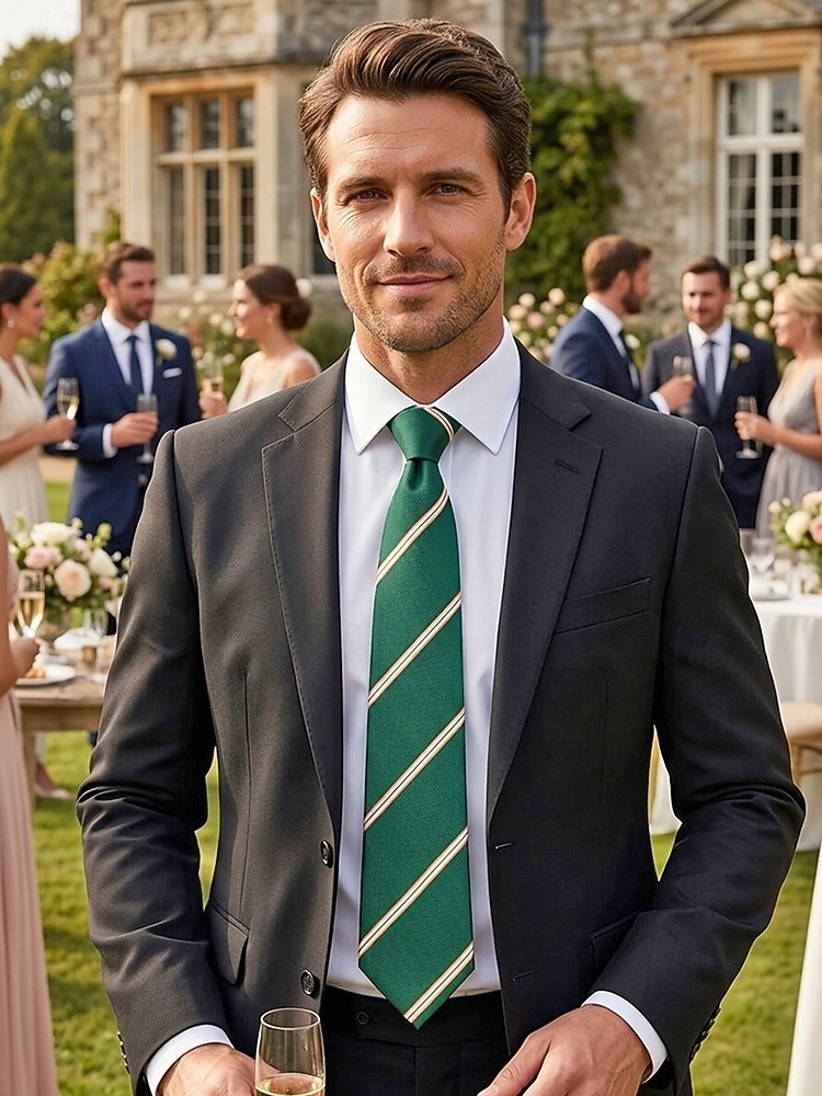 2026年 メンズポリエステルストライプネクタイ、クラシックフォーマルビジネス＆ウェディングパーティーアクセサリー、複数の色、男性のためのエレガントなプロフェッショナルスタイル  コレクション – $11.99 –P1