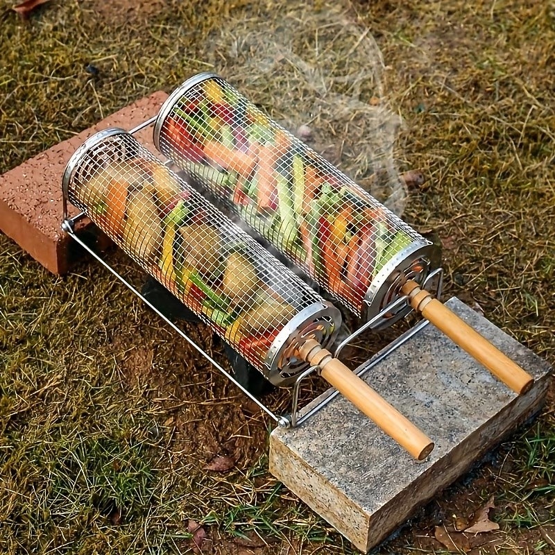 3 stk. grillverktøysett i rustfritt stål med trehåndtak (grillrist, grillgaffel, grillkrok), kraftig bærbart grilltilbehør med opphengsløkke, jevn varme for gass kullgrill, camping 2026 - $17.99 –P5