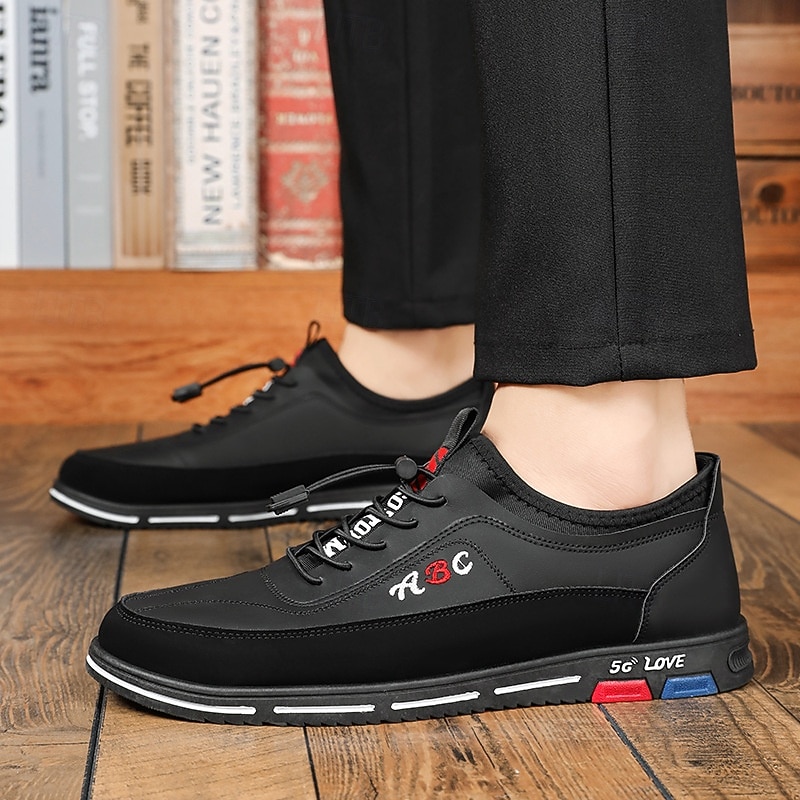Zapatillas sin cordones de piel sintética negra para hombre: prácticas, cómodas y elegantes para uso informal y diario. 2026 - $29.99 –P4