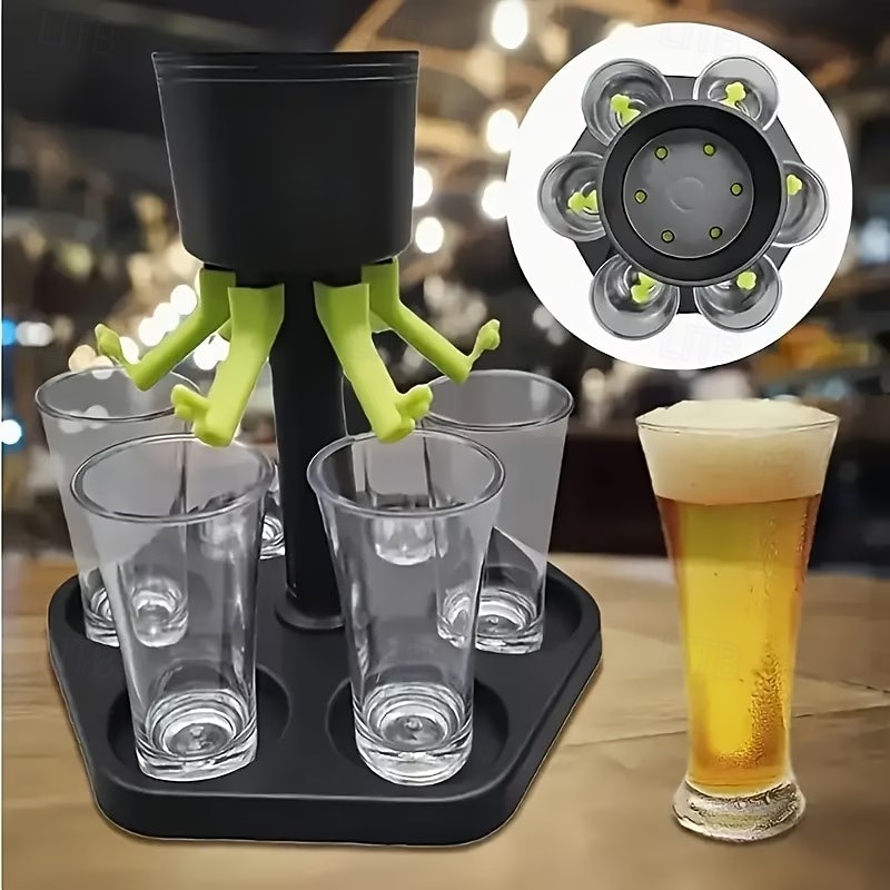 Dozator de băuturi pentru 6 sticle cu suport – vin pentru petreceri în barul de acasă &dozator de whisky, servitor de băuturi cu flux multiplu, turnare uniformă, perfect pentru petreceri tematice 2026 - $22.79 –P4