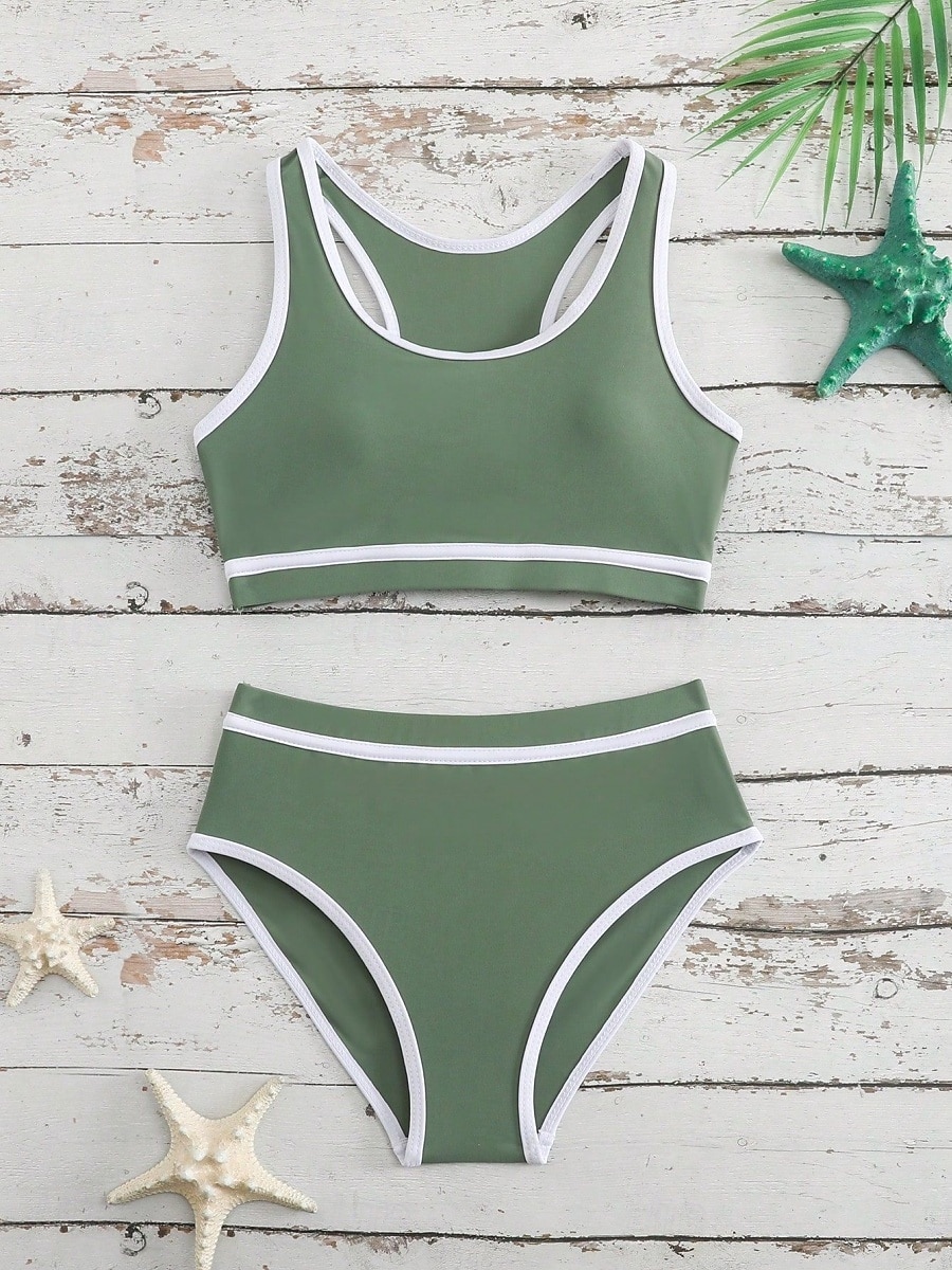 Maillot de bain Enfants Fille Extérieur Bloc de Couleur Vacances Maillots de bain 4 ans et + Été Bleu Noir Vert Véronèse de 2026 ? $9.49 –P2