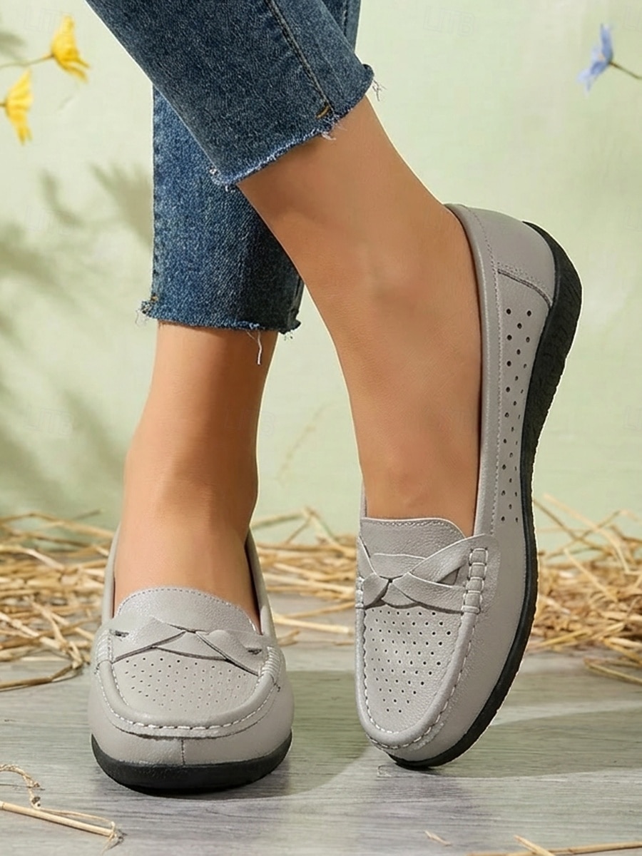 Mocassins perforés pour femmes - chaussures blanches confortables à enfiler avec détails tressés, parfaites au quotidien, au bureau et pour les sorties décontractées. de 2026 ? $24.99 –P3
