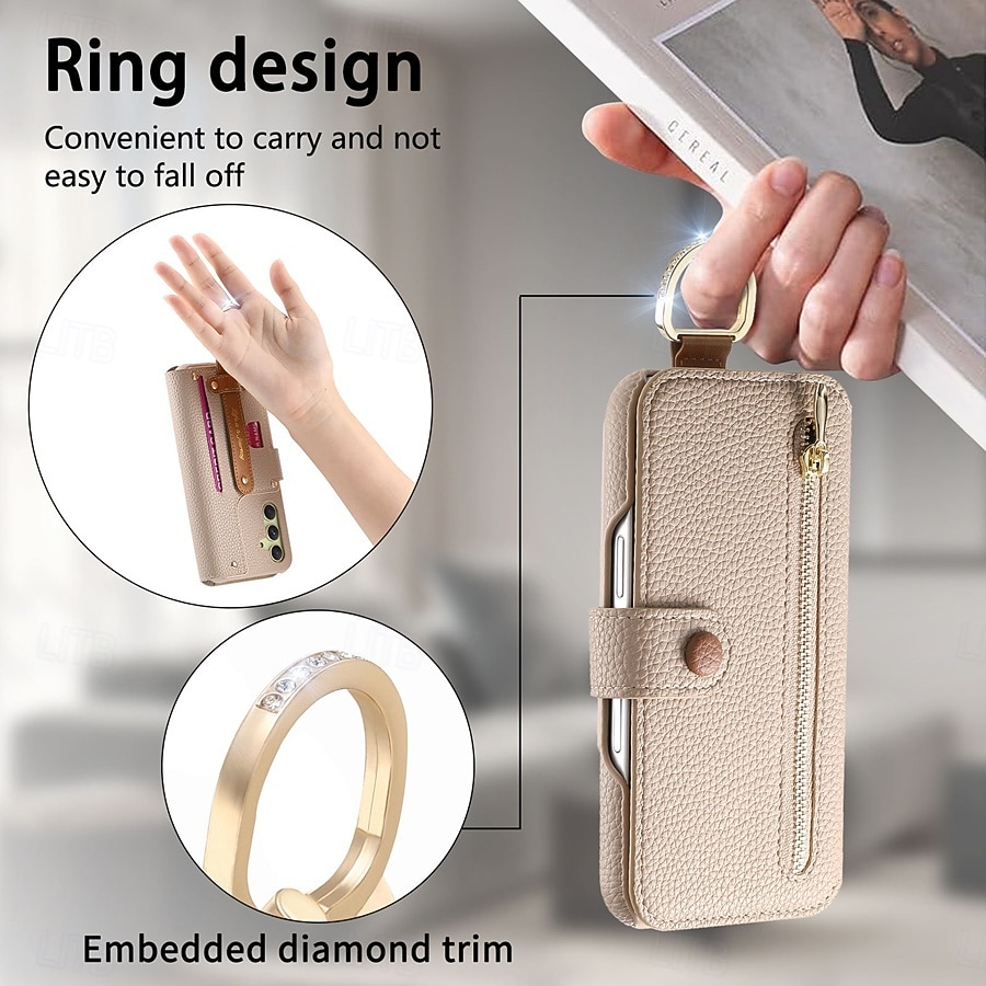 Phone Case For Samsung Galaxy S26 S26 Plus S26 Ultra Wallet Case Flip Cover Zipper with Wrist Strap Kickstand Retro TPU PU Leather 2026 - $18.99 –P14
