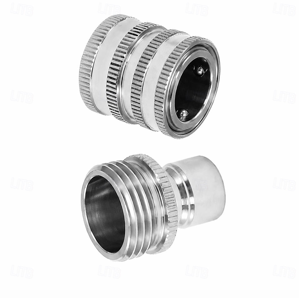 Hurtigkoblingssett for hageslange i rustfritt stål, 3/4 tommers rustfritt stål, hurtigkobling, utendørs vanning, vanning, sprinkleranlegg, slangeadapter, hage 2026 - $16.99 –P1