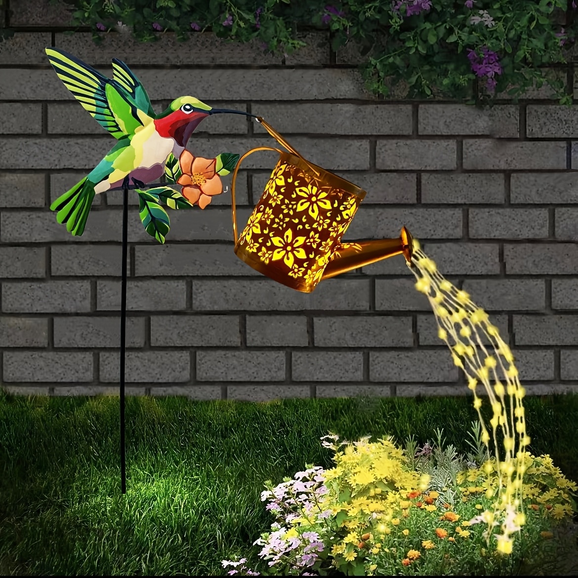 1 τεμάχιο εξωτερικό ηλιακό μεταλλικό ποτιστήρι κολιμπρί - αδιάβροχο ip44 για κήπο, βεράντα, γκαζόν, μονοπάτι, φως τοπίου, διακοσμητικό φως κήπου 2026 - $26.99 –P2