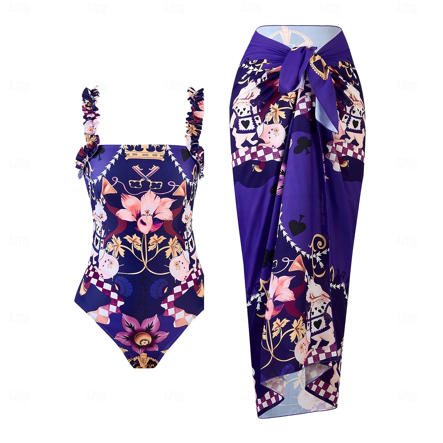 Damen Badeanzug Einteiler Zweiteilig Monokini Rock Bademode Bauchkontrolle Hohe Taille Schlank Rückenfrei Urlaub Strandbekleidung Blumen V Ausschnitt Ärmellos Badeanzüge 2026 - $48.99 –P10