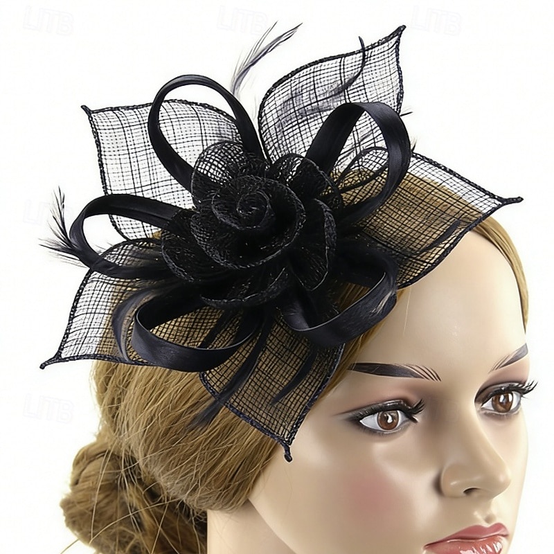 Fascinators Lino Tejido Boda Cumpleaños Elegante Vintage Estilo lindo Con Pluma Cintas Celada Sombreros 2026 - $17.49 –P7