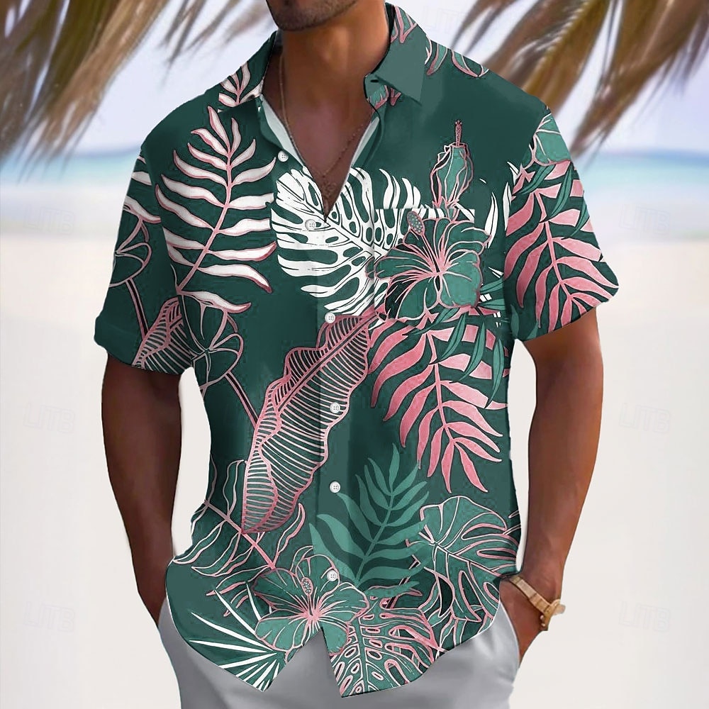 Per uomo Foglia di palma Palma di Cocco Piante Tropicali Camicia hawaiana estiva Camicia con Bottoni Camicia Aloha Manica Corta Hawaiano Vacanza Estate Primavera Collo ripiegato Stampa 3D camicie con del 2026 a $25.99 –P2