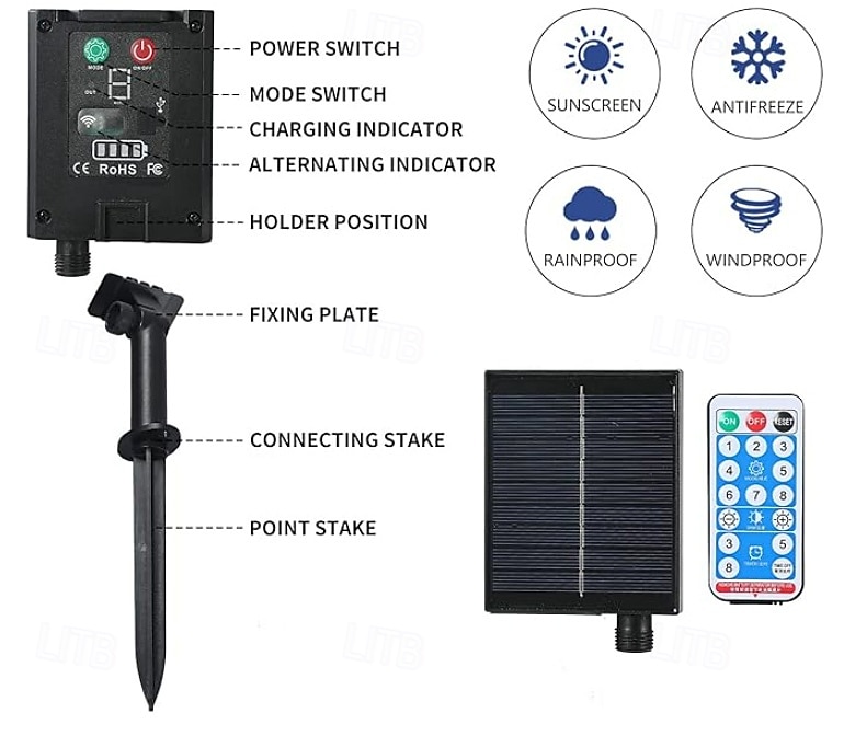 330FT/100M Outdoor Solar Fairy String Lights, 1000 LEDs, IP65 Waterproof, 31V Solar Panel & USB Rechargeable, 8-Function Remote, Decorative LED Lights for Garden, Patio, Pool, Wedding, Party 2026 - $125.99 –P13