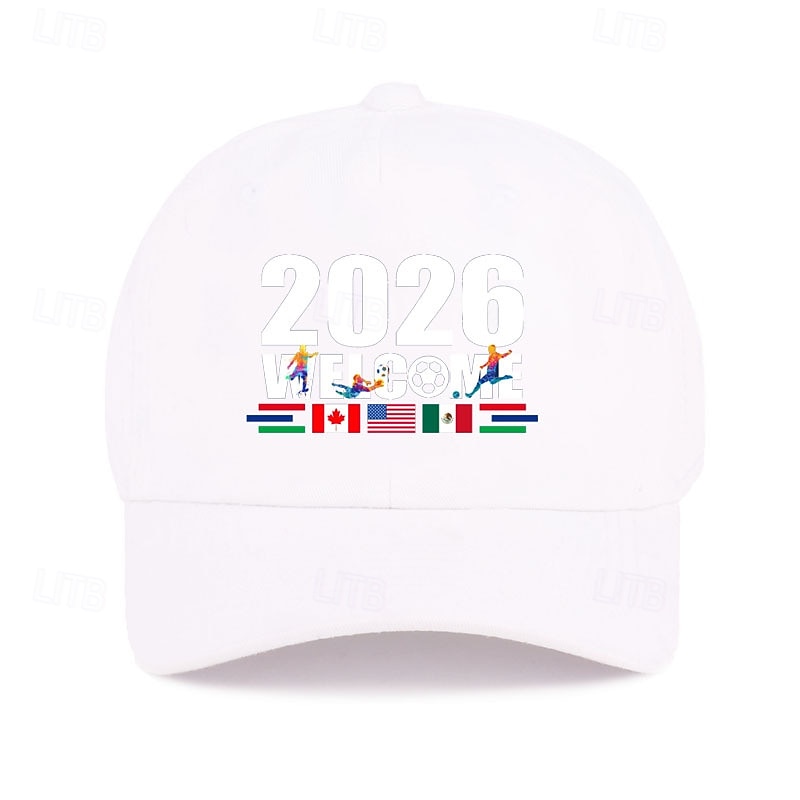 2026年 サッカーワールドカップ メキシコ アメリカ カナダ 2026 ベースボールキャップ、サッカーグラフィックレタープリントハット（男女兼用）、調節可能なアウトドアスポーツキャップ、カジュアルサンハット  コレクション – $16.99 –P5