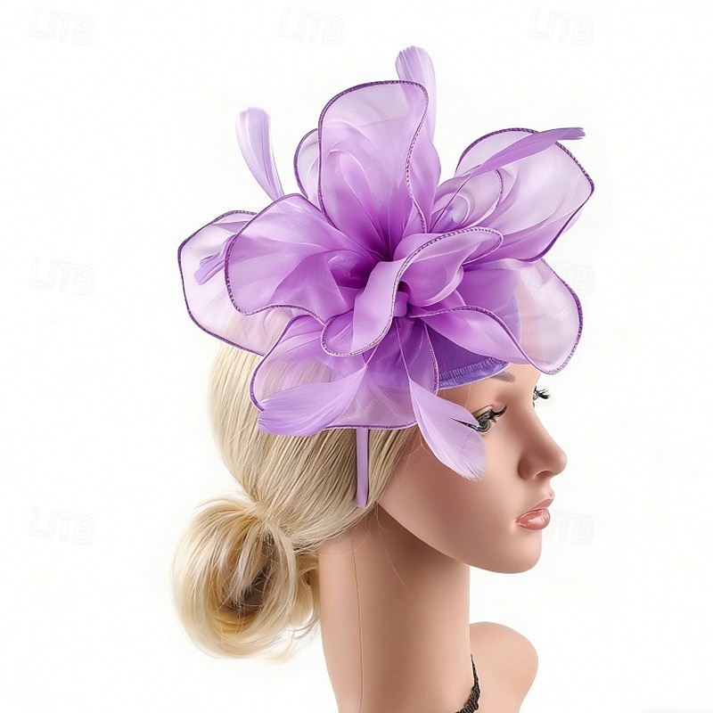 Fascinator Organza Matrimonio Compleanno Elegante Vintage Carino Con Piuma Tulle Copricapo Copricapo del 2026 a $11.49 –P10