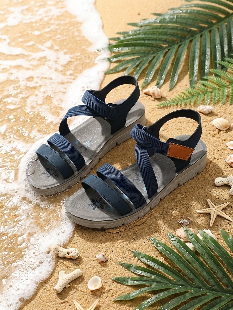 Sandalias deportivas con tiras azules para mujer: cierre de velcro cómodo y ajustable, diseño transpirable con un estilo deportivo moderno, perfectas para actividades al aire libre, senderismo, viajes 2026 - $26.99 –P7
