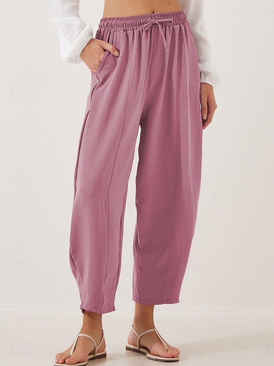 Mujer Chinos Corte Recto Vacaciones Moda Ropa de calle Hasta el Tobillo Alta cintura Plano Bolsillo Cintura elástica Confortable Comodidad Suave Elástico Diario Exterior Calle Ejército verde Azul 2026 - $22.99 –P8