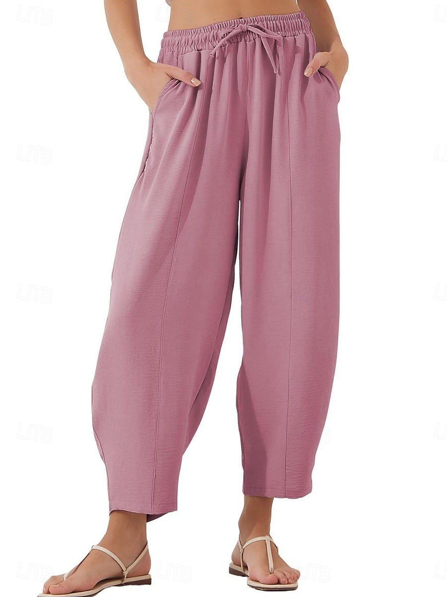 Mujer Chinos Corte Recto Vacaciones Moda Ropa de calle Hasta el Tobillo Alta cintura Plano Bolsillo Cintura elástica Confortable Comodidad Suave Elástico Diario Exterior Calle Ejército verde Azul 2026 - $22.99 –P7