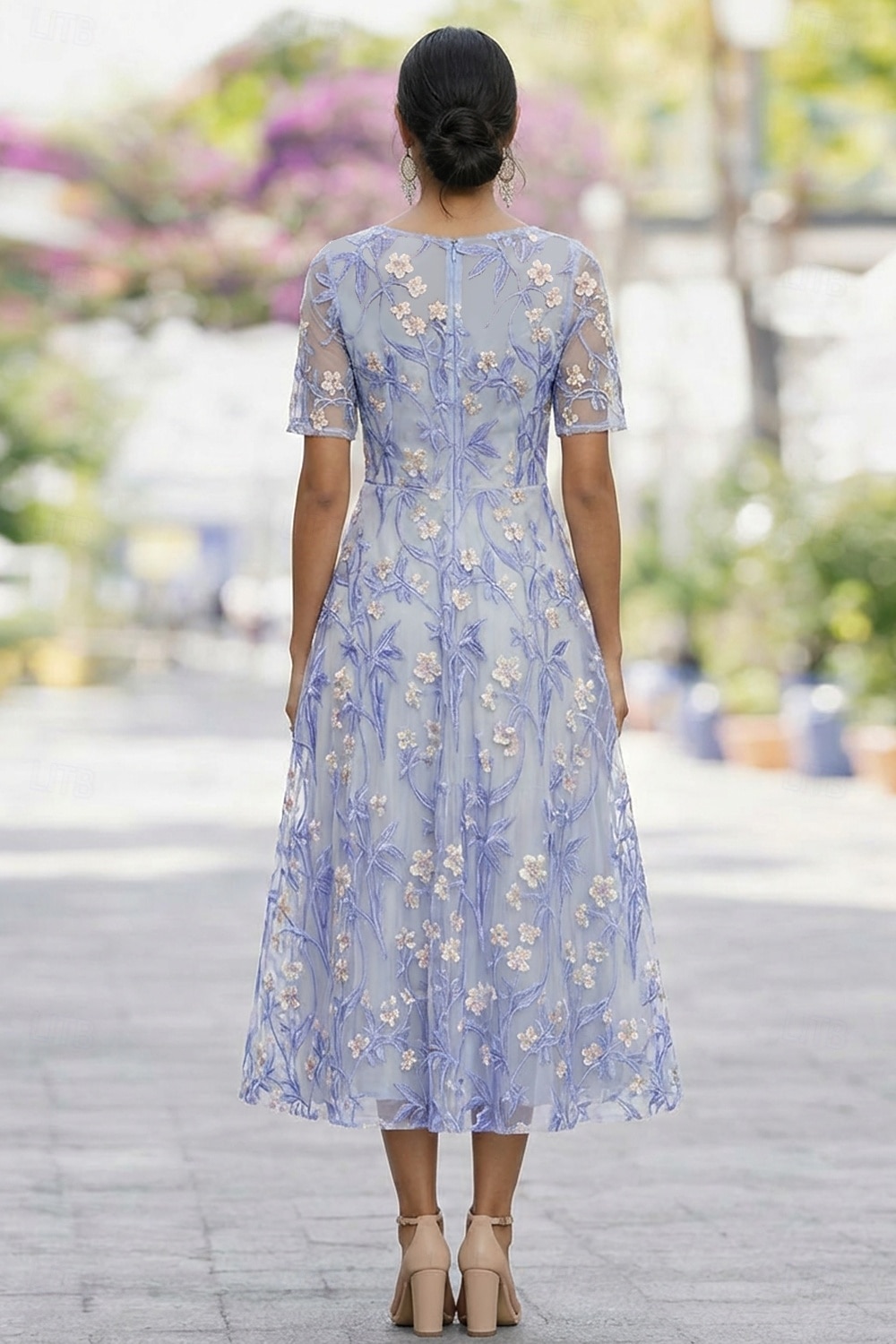 Ligne A Robe Longueur cheville Longueur thé Robe en Dentelle Robe de Cocktail Robe de Mère de Mariée  Manche Courte Demi Manches Col Bateau Élégant ancien Luxueux robe demoiselle d honneur Semi-Formel de 2026 ? $159.99 –P3