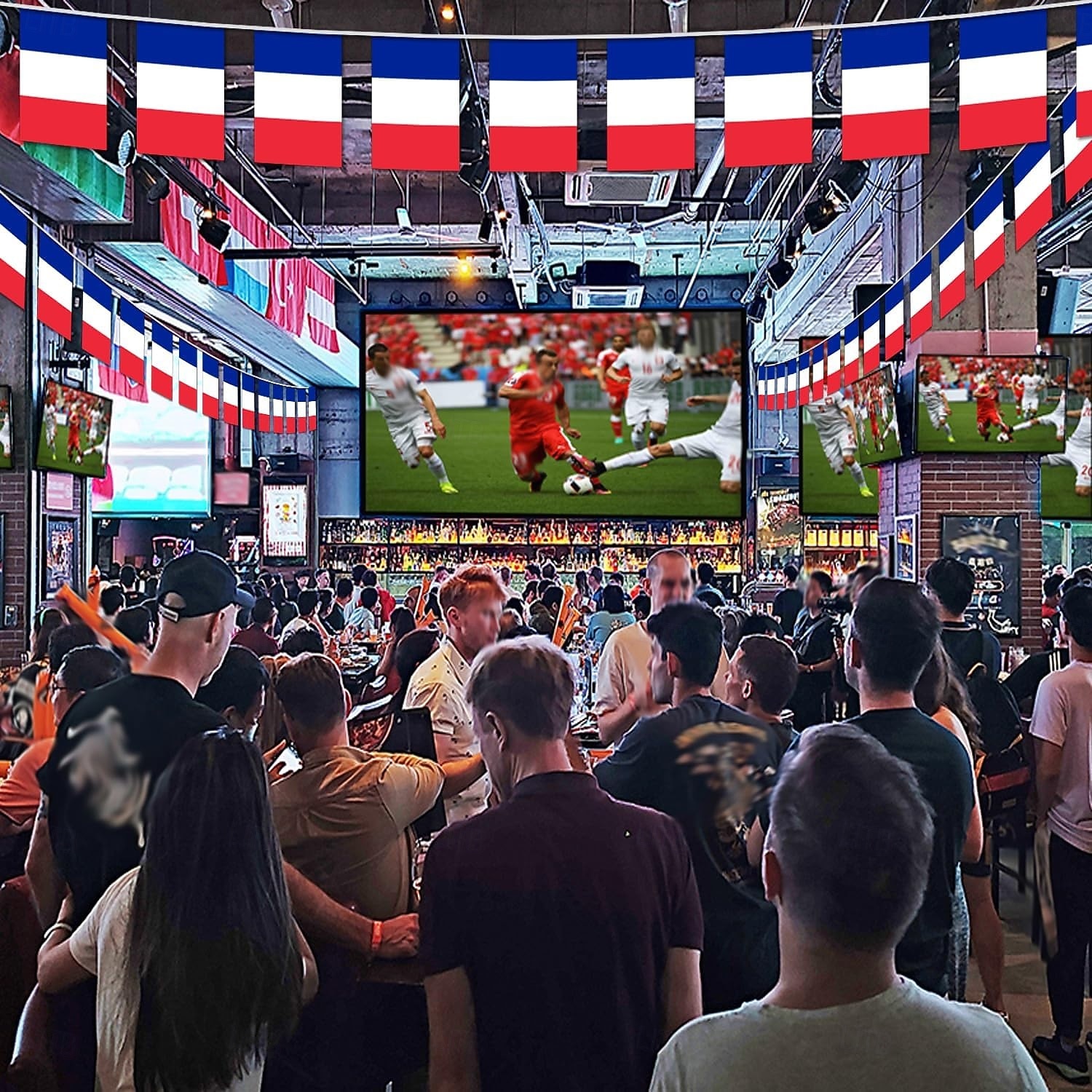 Bandeirolas francesas em cordão para jogos da Copa do Mundo de Futebol, 50 bandeirinhas, 14 metros (46 pés), pequenas bandeirinhas francesas para decoração de festas, escolas, eventos esportivos e de 2026 por $16.99 –P4