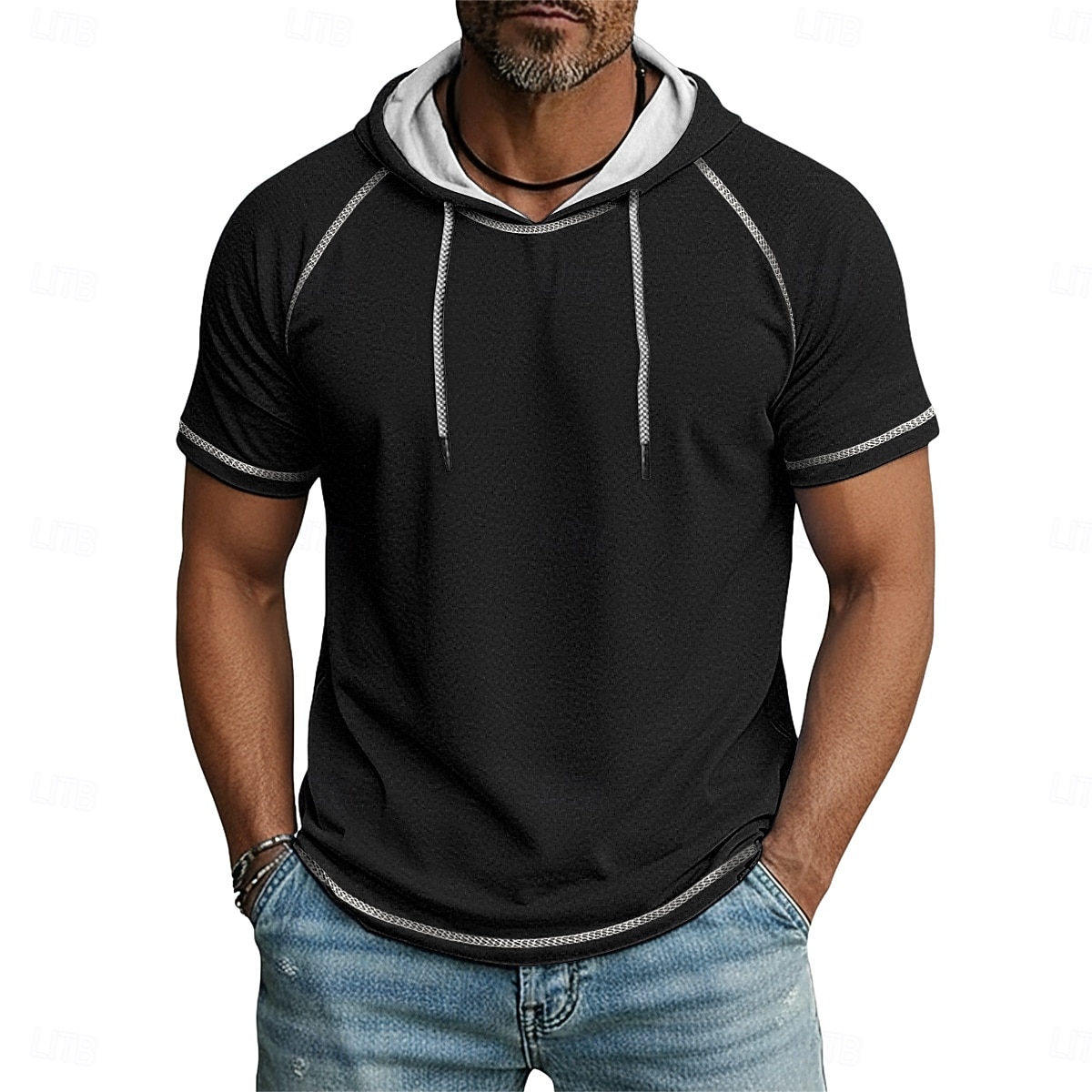 Муж. Футболка Толстовка С короткими рукавами Короткие рукава Толстовка с капюшоном Лето Весна Все сезоны Сплошной цвет Мода Оригинальный рисунок Спортивные Классический Капюшон Рукав «реглан» 2026 - $20.99 –P12