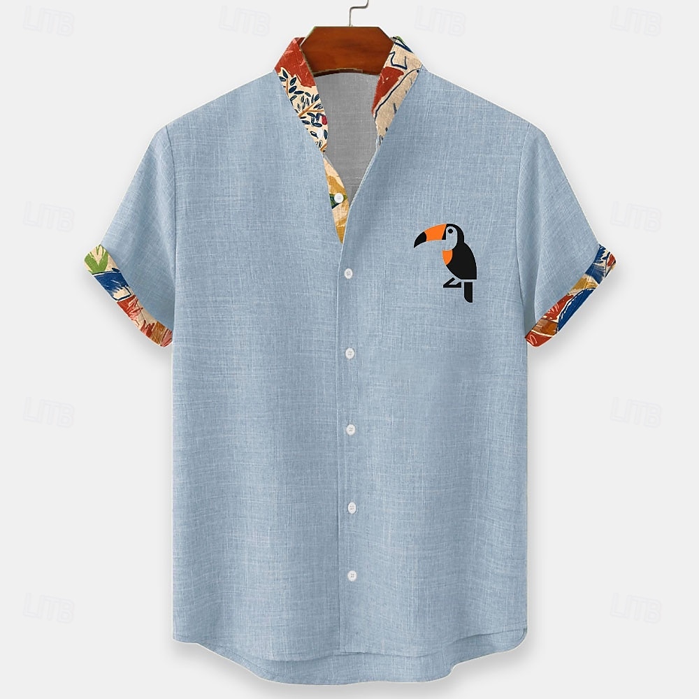 Men's Bird Tropical Plants Toucans Summer Hawaiian Shirt Button Up Shirt Stand Collar Shirt Short Sleeve Hawaiian Casual Beach Vacation Wear Summer Spring Mandarin Collar 3D Print Linen Like Shirt 2026 - $25.99 –P2