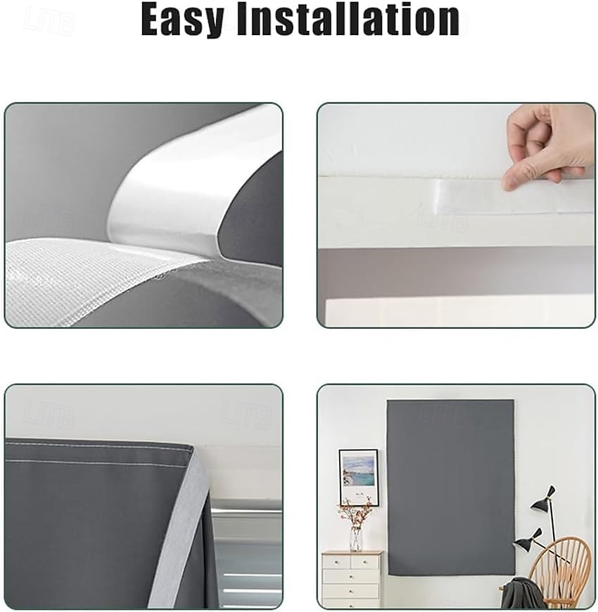 zasłona zaciemniająca Autohesion do okien, UV &Roleta zaciemniająca, przeciwsłoneczna, samoprzylepna, blokująca światło, z taśmą magiczną, termoizolacyjna (ciemnoszara, 59x79 cali) 2026 - $17.99 –P1