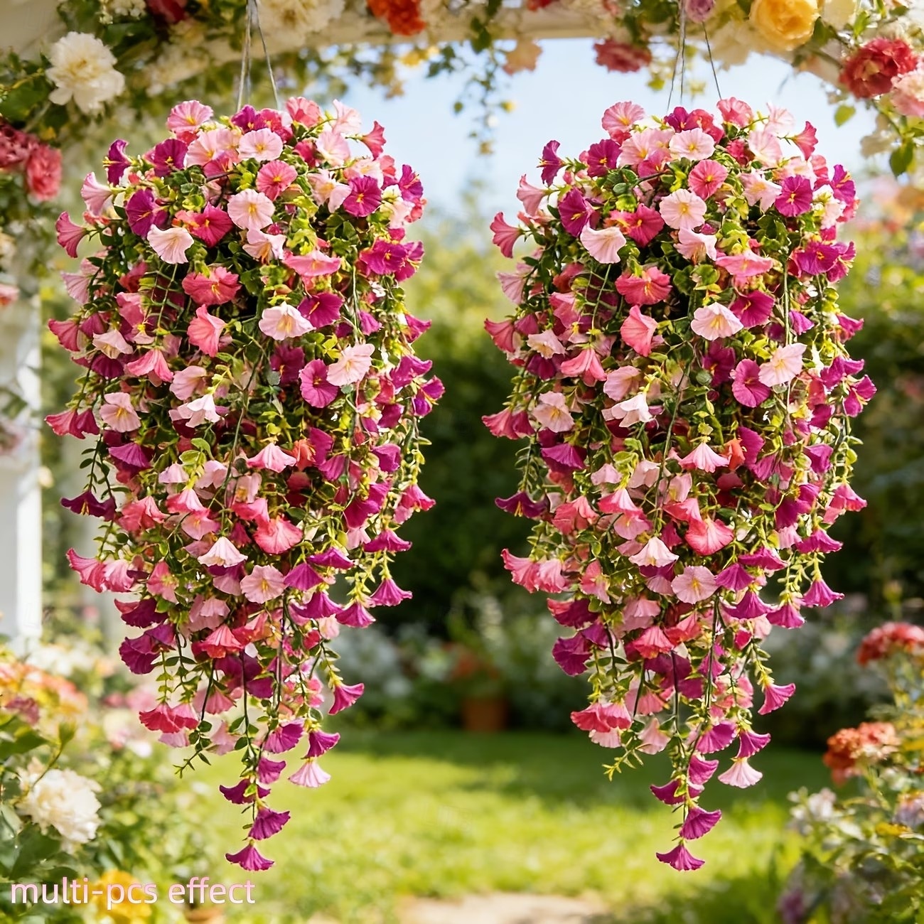 Lot de 2 ou 4 guirlandes de liserons artificiels réalistes (maille 69) à suspendre – fleurs artificielles roses et rouge rosé, résistantes aux UV, idéales pour la décoration intérieure et extérieure, de 2026 ? $15.99 –P4