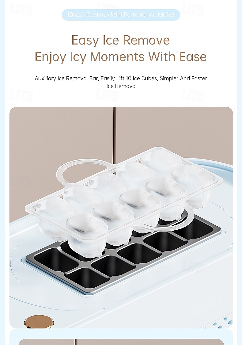 Миниатюрный портативный льдогенератор, настольный, быстрое приготовление льда за 10-15 минут, 8 твердых кубиков льда за цикл, компактный, небольшой, быстродействующий льдогенератор для дома, офиса, 2026 - $115.99 –P15