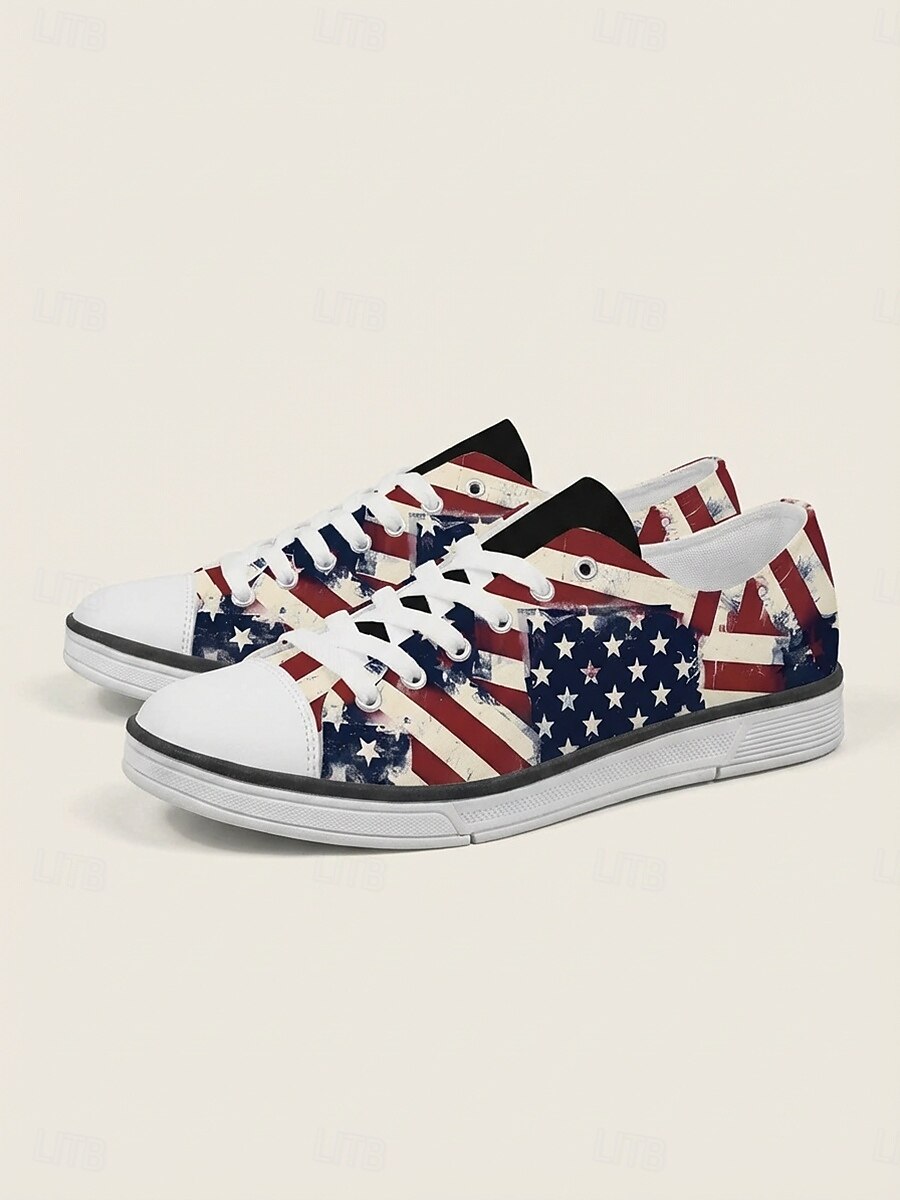 Patriotiska herrsneakers - stjärnrandig flaggtrycksdesign för parader, 4 juli, USA:s 250-årsjubileum och avslappnade firanden 2026 - $54.99 –P1