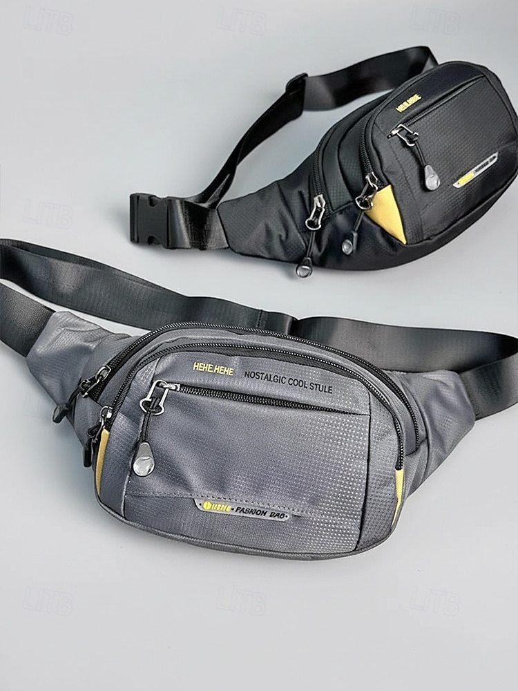 Ανδρική τσάντα μέσης από νάιλον, πολύχρωμη τσάντα μέσης μεγάλης χωρητικότητας με πολλαπλές τσέπες, ρυθμιζόμενη ζώνη, τσάντα χιαστί στήθους για καθημερινή χρήση, πεζοπορία, υπαίθρια αθλήματα και ταξίδια 2026 - $11.99 –P5