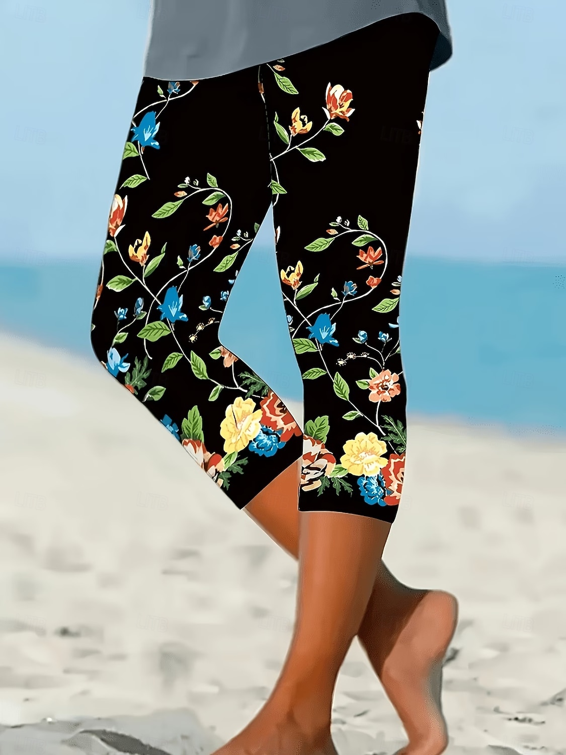 Pentru femei chinez Jambiere Vacanță Epocă Șic Stradă Capris Talie Înaltă Floral Grafic Imprimare Confort Απαλό Comfortabil Strech Zilnic În aer liber Vacanță Albastru piscină Verde Gri Negru Alb 2026 - $20.99 –P1