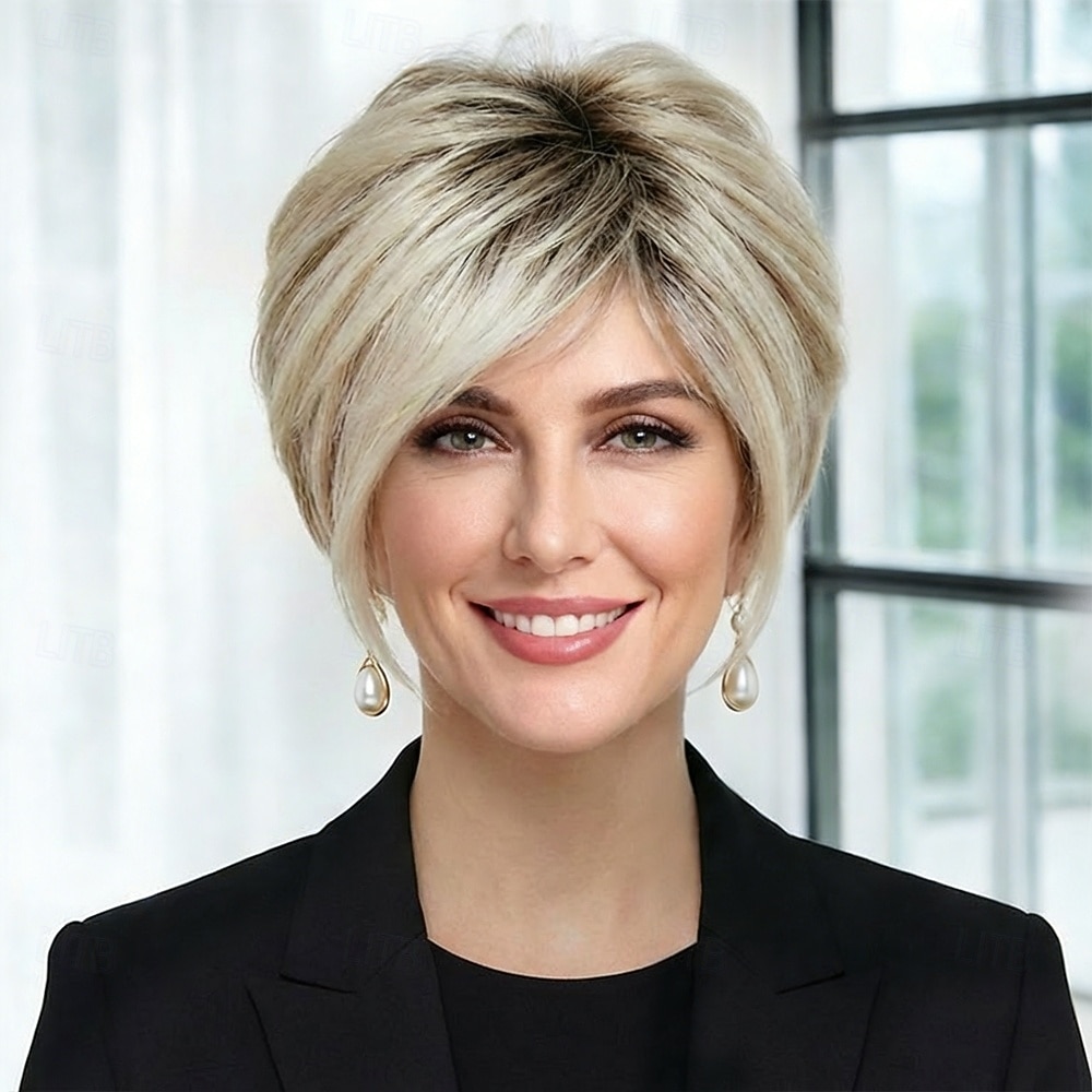 Peruca pixie loira elegante para mulheres - corte curto moderno com textura sutil. de 2026 por kr.293 –P6