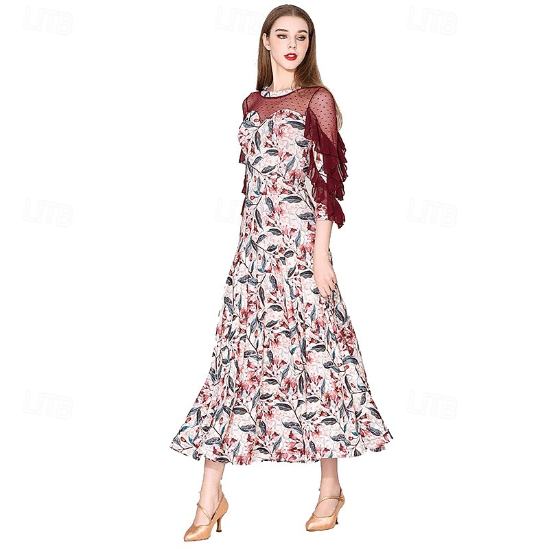 Tiodans Klänning Blomtryck Plisserat Tvinning Dam Fest Träning Prestanda Långärmad Elastan Polyester 2026 - QAR 574.91 –P5