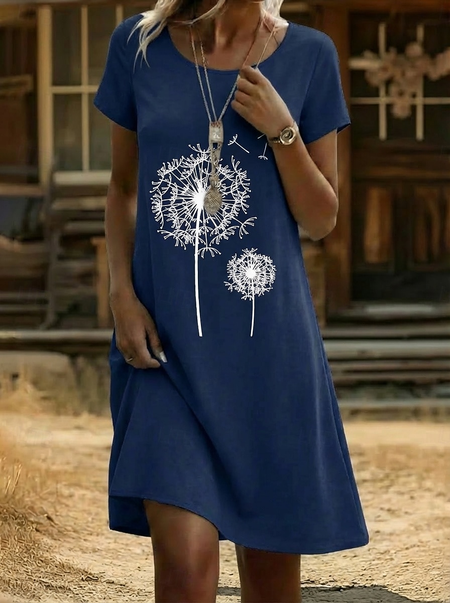 Mujer Mini vestido Vestido informal Vestido estilo camiseta Vestido de flores Moda Moderno Diario Exterior Vacaciones Ajuste regular Graphic Geométrico Manga Corta Cuello Barco Blanco Amarillo Azul 2026 - $24.99 –P2