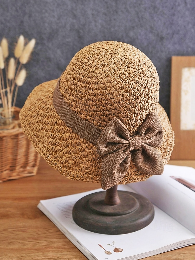 Naisten boheemi olkihattu rusetilla – useita värejä, kokoontaitettava helppoa kantamista varten, täydellinen arkeen ja rantalomalle 2026 - $11.99 –P6