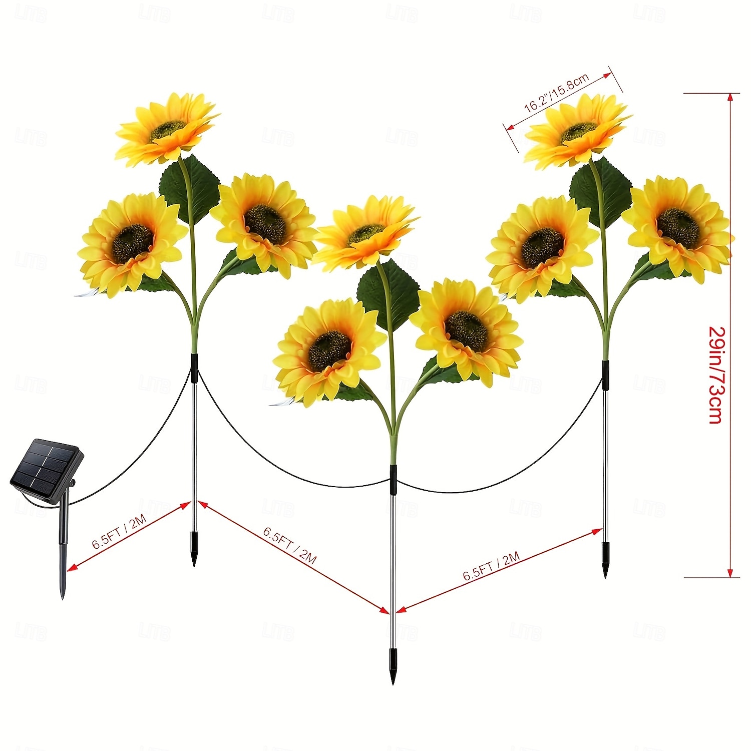3 w 1, zewnętrzne, wodoodporne, solarne lampy na paliki w kształcie słonecznika, 9-głowicowe, dekoracyjne lampy LED do ogrodu, na podwórko, trawnik, patio, do willi – oświetlenie nastrojowe na święta, 2026 - $35.99 –P3