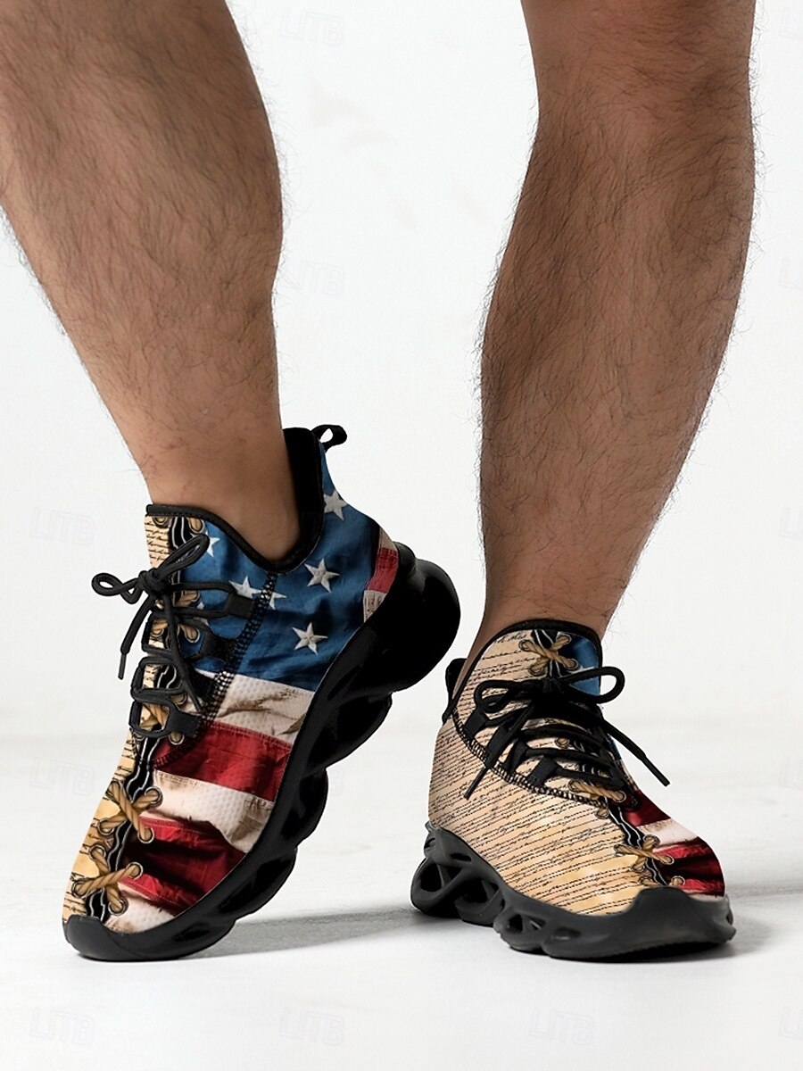 Men's USA Flag Running Sneakers – Lightweight Breathable Lace-Up Athletic Shoes, Patriotic Stars & Stripes Style for Independence Day, Parades, Street Festivals, Outdoor Walking & Casual Wear 2026 - $42.99 –P2